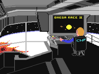 Omega Race title screen for Commodore 64